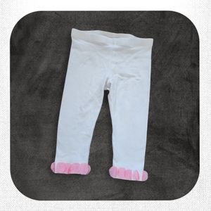 White and Pink Ruffle Leggings, Kid's 2T